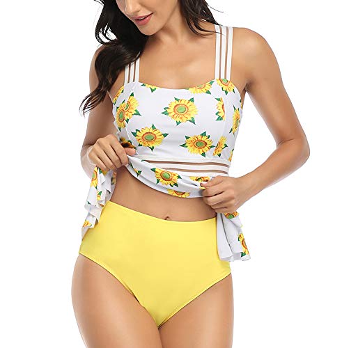 Women's Tankini Set Criss Cross Back Tankini Top with Bikini Bottom Two Piece Bathing Suits M