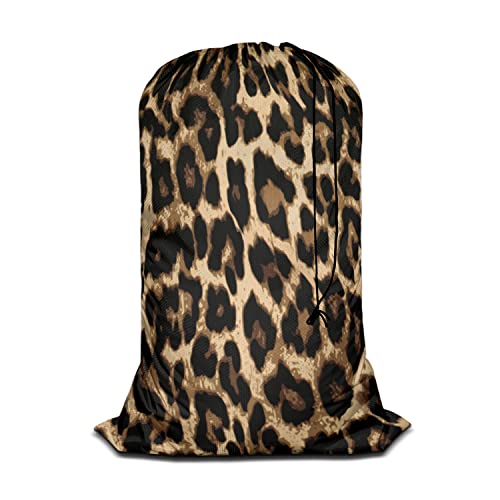 Swono Laundry Bag Drawstring Closure Classic Leopard Print Exotic Safari Animal Skin Print Heavy Duty Laundry Portable For Home Dorm Room Essentials For Travel Camp, Wildlife #TOP22