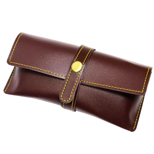 Image of Personalized Leather Goggle Cover | Custom Name | Unisex Faux Leather Eyewear Case with Button Closure | Travel-Friendly & Durable Sunglasses Holder for Men & Women