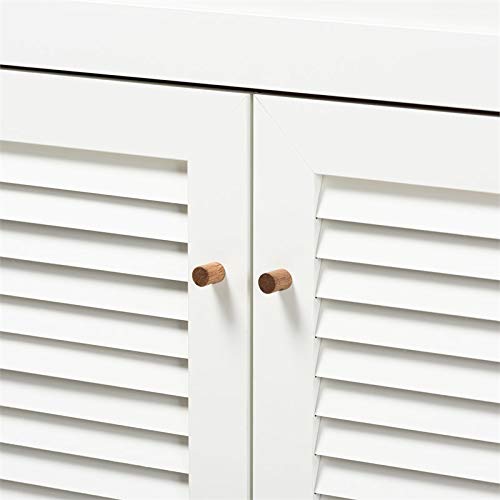 Baxton Studio Coolidge Modern And Contemporary Walnut Finished 11-Shelf Wood Shoe Storage Cabinet With Drawer #TOP6