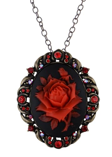 Alilang Womens Floral Flower Cameo Pendant Necklace Antique Inspired Sparkly
