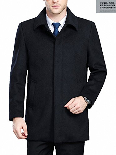 Image of Men's Classical Bussiness Style Single Breasted Plaid Wool Coat #00220237