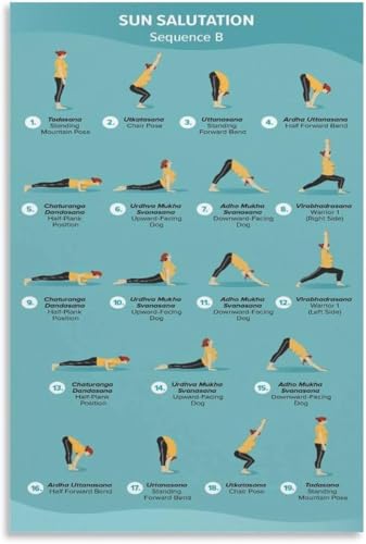 Póster de yoga en lienzo para memorizar el Saludo al Sol fácilmente