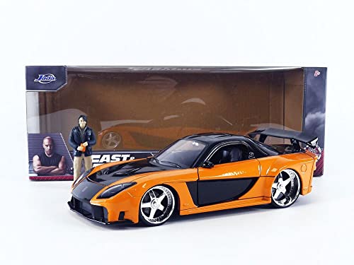 Jada Toys Fast & Furious 1:24 1995 Mazda Rx-7 Widebody Die-Cast Car W/Han's 2.75" Die-Cast Figure, Toys For Kids And Adults #TOP6