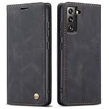 QLTYPRI Case for Samsung Galaxy S22 Plus, Vintage PU Leather Wallet Case Card Slot Kickstand Magnetic Closure Shockproof Flip Folio Case Cover for Samsung Galaxy S22 Plus - Black
