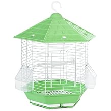 Prevue Pet Products Bali Bird Cage - Small Bird Cage for Parakeets, Finches, Lovebirds, Compatible with Stand, Clear Visibility, Easy to Clean & Maintain - White & Green