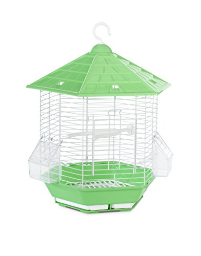 Image of Prevue Pet Products Bali Bird Cage - Small Bird Cage for Parakeets, Finches, & Lovebirds, Compatible with Stand, Clear Visibility, Easy to Clean & Maintain - White & Green