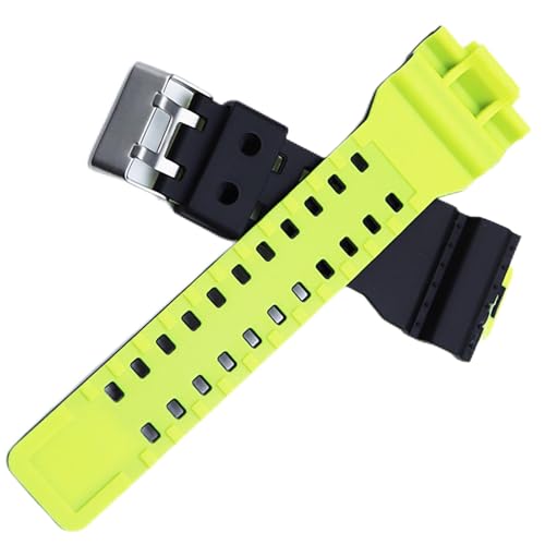 時計ベルト 取付幅16mm G-SHOCK バンド互換品 防水ストラップ カシオ G-8900A GR-8900A GW-8900A GA-110 GA-100 GD-100 GD-110 (Black/Yellow)