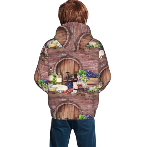 Bottle Glass Red Wine Kid Hoodies Boys Sweatshirts Girls Pullover with Pocket4