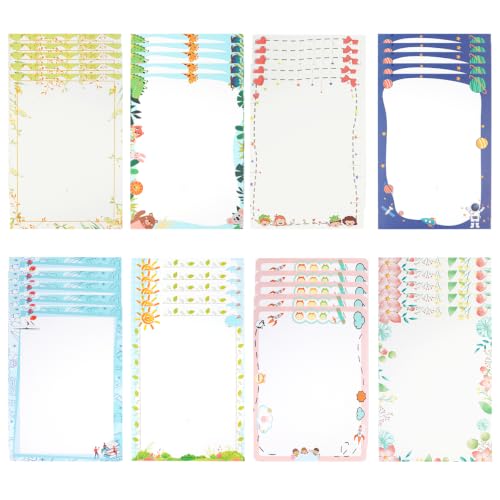 Image of HASTHIP 48 Pcs Letter Writing Paper - 6 Style A4 Project Papers with European Retro Borders, Double Sided Decorative Letter Sheets for Invitations Projects, Assignments, Holiday homework