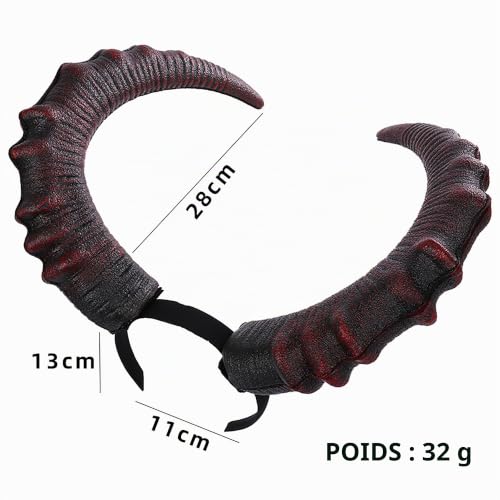 WDEC Cerceau en Corne de Diable pour Halloween, Festival, Rôle, Cosplay - Accessoire de Décoration de Fête, Coiffe Maléfique - Costume d'Halloween pour Adultes – vue 5