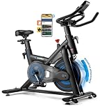 Wenoker Bicicleta estática magnética com APP, bicicleta de spinning profissional para casa, bicicleta estática com monitor LED, suporte para tablet e porta-garrafas, capacidade de 160 kg