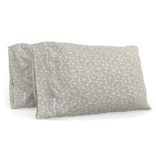 Image of QuickZip Sateen Pillowcase Standard /Queen Size (20 inch X 32 inch), Set of 2, 100% Cotton Pillow Covers with Envelope Closure, Bloom