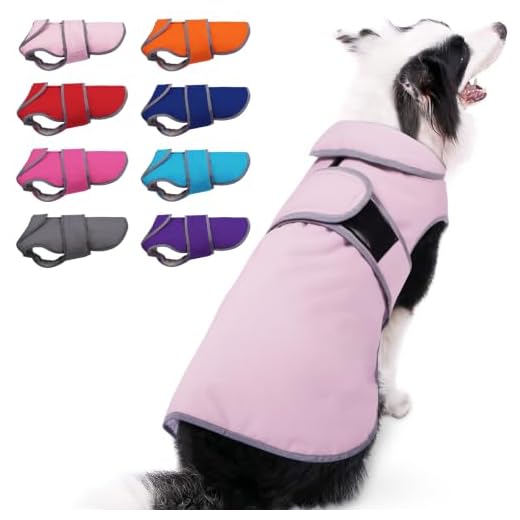MIGOHI Reflective Waterproof Windproof Dog Coat Cold Weather Warm Dog Jacket Reversible Stormguard Winter Dog Vest for Small Medium Large Dogs（Pink, M）
