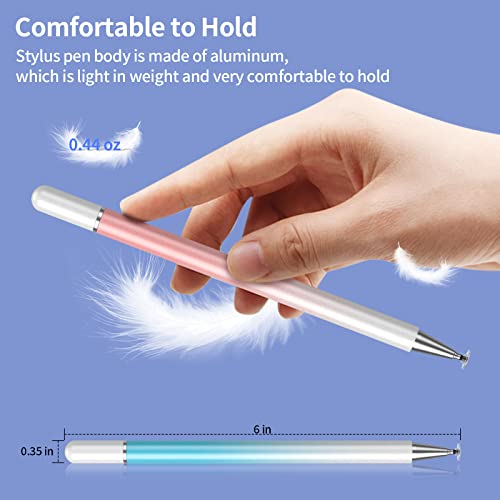 Stylus Pens For Touch Screens, 2 In 1 Magnetic Disc Stylus Pen For Ipad With Magnetic Cap, Compatible With All Touch Screens (White Pink/White Blue/White Green) #TOP2