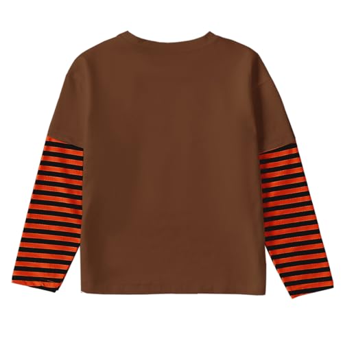 Image of Remimi Unisex Kids Christmas Long Sleeve Shirt Xmas Print Stripe Shirts 2-12 Years