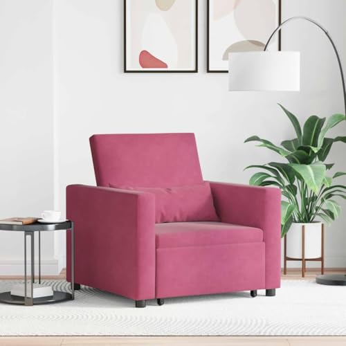 Generico Sofá cama extraíble individual rojo vino 90 x 165 x 87 cm, sillones, 42002702
