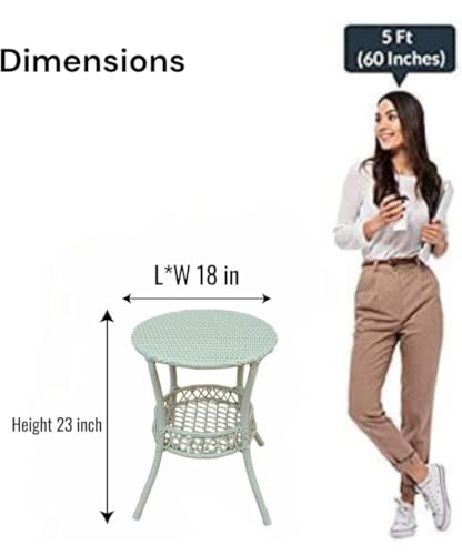 Image of PRATHAM India Outdoor 3 Pieces All Weather Wicker Patio Rattan Chair and Table Bistro Set with Powder Coated Iron Frame for Balcony, Garden, Poolside, Deck. (Honey)