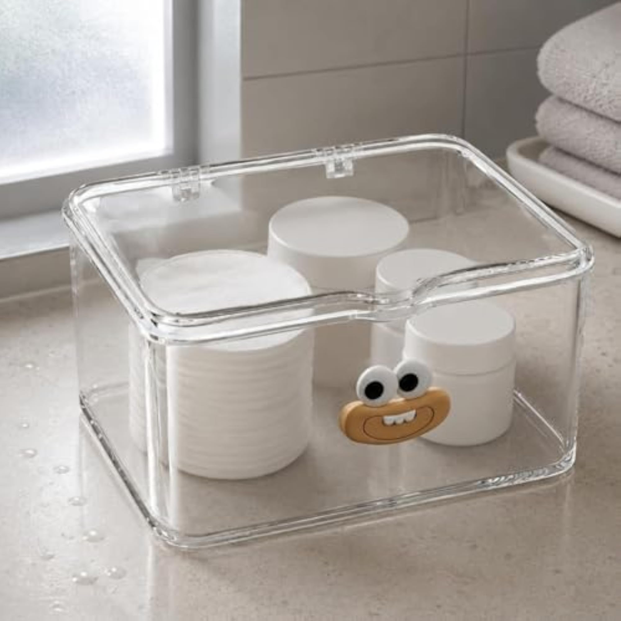 Dustproof Acrylic Makeup Organizer with Lid, Transparent