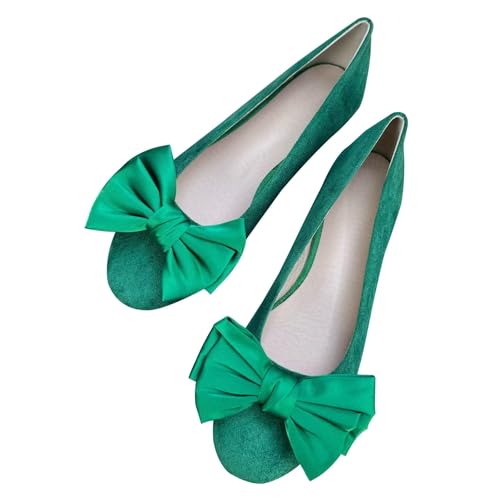 Image of TN TANGNEST Women's Velvet Flats Round Toe Bow Ballet Shoes Comfortable Dressy Slip On Work Flats