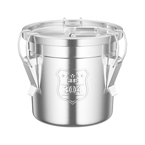Caskunbsy Contenedor de cereales Delsteel, arroz de acero inoxidable y barril de almacenamiento de granos, cubo hermético de acero inoxidable con tapa