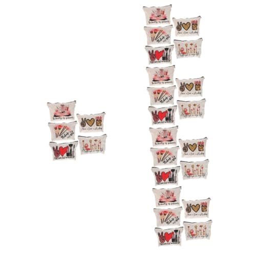 Trousses de maquillage en coton et lin : lot de 25 petites pochettes assorties