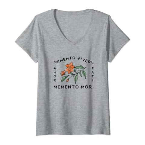 Womens Memento Vivere Amor Fati Memento Mori Stoic Muse V-Neck T-Shirt Cover