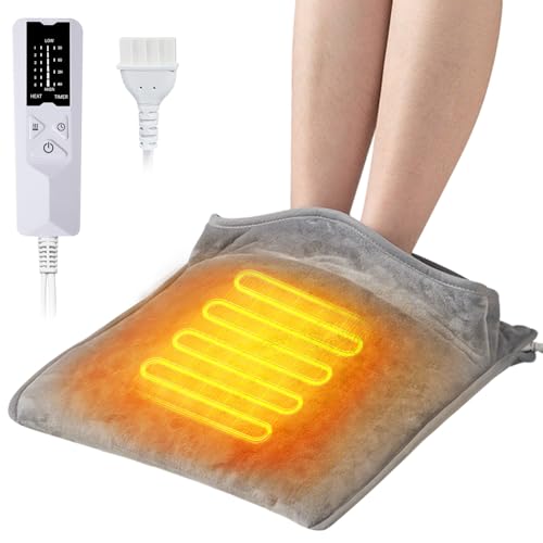 電気足温器【2025年冬新モデル・足温器】フットウォーマー 両面発熱 電気座布団 速暖 足元ヒーター 6段階温度調節 4段階タイマー 過熱保護 丸洗い可 極め肌ざわり素材 抗菌 防臭 収納簡単 省エネ 足元 暖房 暖房器具 冷え症対策 防寒対策 冬の贈り物(グレー)