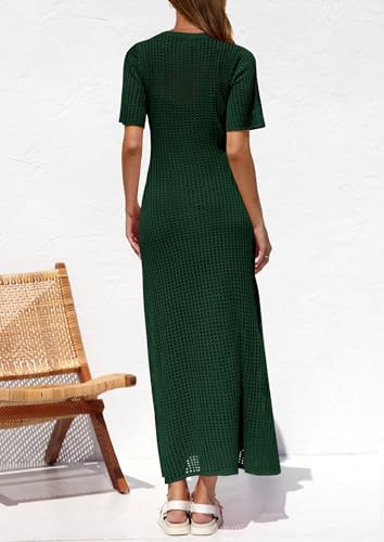 Image of PRETTYGARDEN Womens Eyelet Crochet Maxi 2 Piece Dress Sets