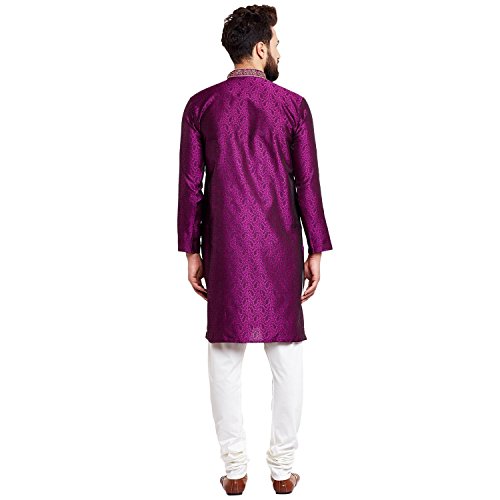 Pijama de seda bordado Kurta Royal Jacquard de lujo con hilos de alta calidad 4