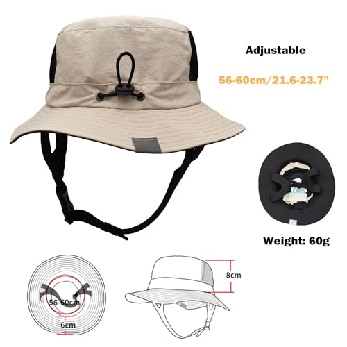 LLmoway Chapéu de surf masculino feminino impermeável UPF50+ chapéus de sol de praia dobráveis, Caqu