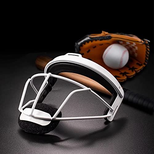 Dinictis Softball Face Mask, With Wide Field Vision, Lightweight And Comfortable, Suit For All Ages - Durable And Safety Fielder Head Guard- White-Youth(M) #TOP4