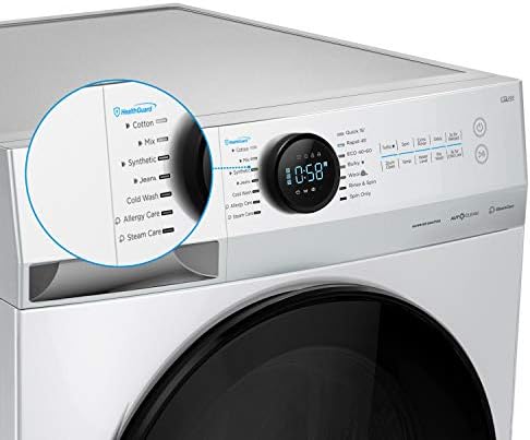 Midea MF200W90B/E Freestanding Washing Machine, BLDC Motor, Bright LED Display, Health Guard, Steam, 1400RPM, 9kg load, White [Energy Class B]