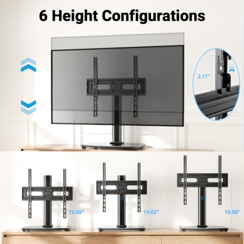 Image of PERLESMITH Universal TV Stand Legs for 32-60 inch TVs, Table Top TV Stand up to 88 lbs, Height Adjustable Television TV Mount, Universal TV Leg Base for Living Room & Bedroom (32-65 Inch with Swivel)