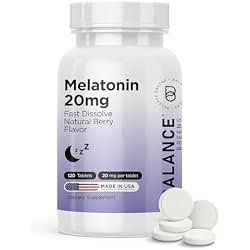 Melatonin 20mg Fast Dissolve Tablets - High Potency, Fast Acting, Natural Sleep Support - Sleep Aids for Adults - Non-Groggy, Drug-Free Formula - 120 Sleeping Pills (120 count (Pack of 1))