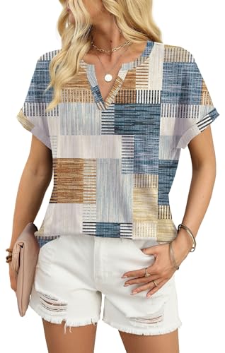 Image of WIHOLL Womens Blouses Spring Tops Short Sleeve Shirts Dressy Casual Summer Vacation Fashion Clothing 2026