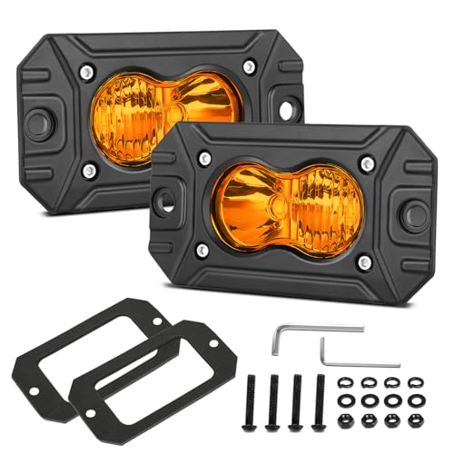 Image of Flush Mount Pod Lights Amber Off Road Fog Driving Lights 4 inch