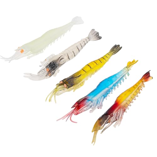 OriGlam 5pcs Soft Bait Artificial Lures, Simulation Soft Prawn Lure Shrimp Fishing Lures, Artificial Shrimp Lures Bait Simulated Fishing Baits Fishing Lures Fishing Worms