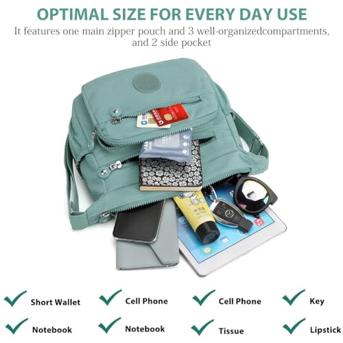 PALAY Women Crossbody Bag Waterproof Nylon Multi-layer Crossbody Bag Casual Satchel Bag Shoulder Bag Messenger Bag Travel Crossbody Bag Day Pack 4