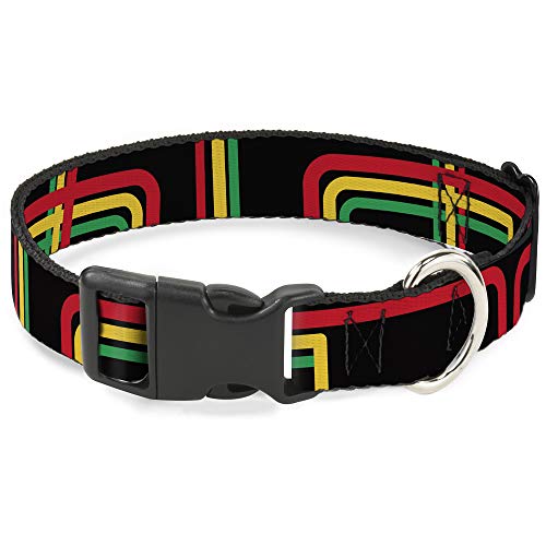 Collar de perro Buckle Down negro rasta ajustable con clip de plástico 13-18" 2