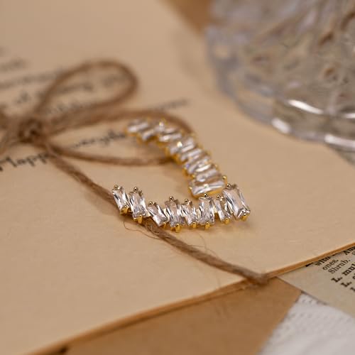 AMORAMOR & FOREVER Sterling Silver Ear Climbers Earrings For Women 14K White Gold Plated Ear Cuff Crawler Earrings For Women Hypoallergenic 8 Square CZ Cubic Zirconia Studs2