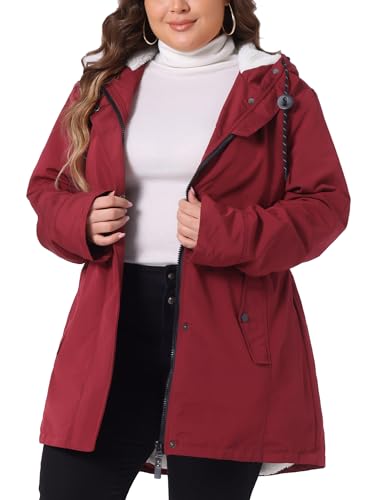 Agnes Orinda Plus Size Coat for Women Faux Lamb Fur Leather Button Down Long Sleeve Hoodie Jacket Outerwear with Pockets2