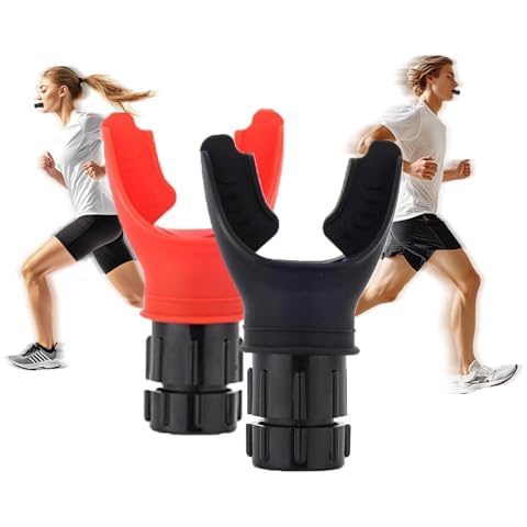 2 Pack Breathing Trainer for Daily Training, Exercise Trainer with Adjustable Resistance, Supports Running, Cycling, Swimming, and More Outdoor Activities or Sports Training (Black+Red) Cover