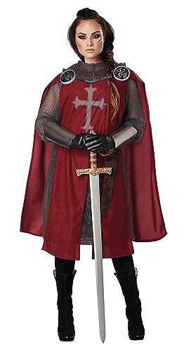 Surcoat de chevalier adulte avec coupe médiévale fluide couleur rouge - 5