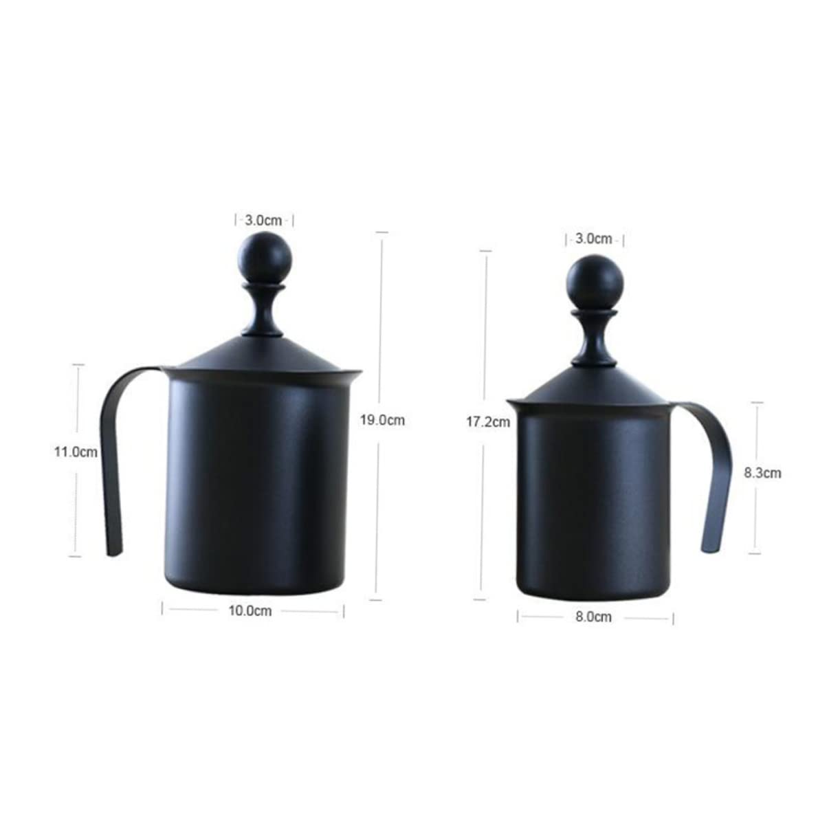 ABOOFAN 400cc Mousseur à Lait Manuel Portable Mélangeur à Lait pour Cappuccinos et Lattes avec Double Passoire Acier Inoxydable