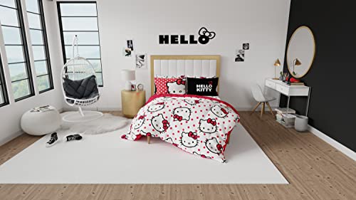 Image of Hello Kitty Polka Dot Bedding 7 Piece Super Soft Comforter and Sheet Set with Sham, Queen, (Official Licensed Product) by Franco Collectibles