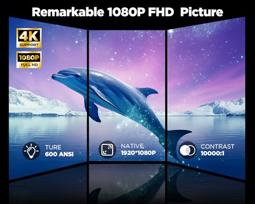 Dbpower C16 [Auto Focus/Keystone] Dbpower Projector 4K With 5G Wifi And Two-Way Bluetooth, 600Ansi Fhd Native 1080P Outdoor Movie Projector With 4P4D/Ppt/Zoom, Mini Home Projector Compatible W Tv Stick  thumb #1