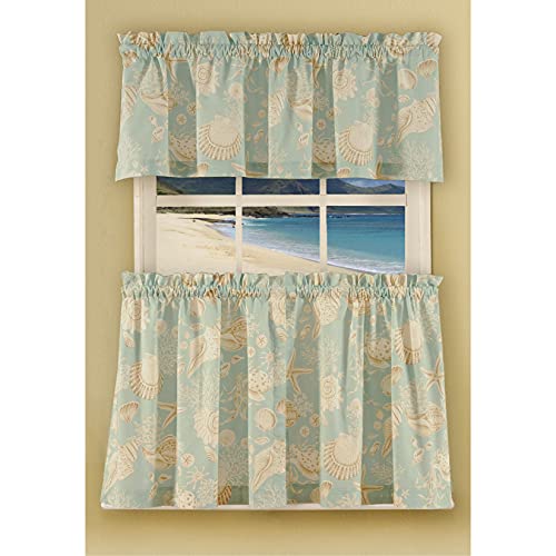 C&F Home Natural Shells Blue Window Valance #TOP30