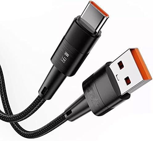 AD 6A USB to Type C Cable – 66W 6-A Quick Charging & Data Transfer in One High Stable Current Save Fast PVC Nylon Braided USB Type-C Cables Turbo Speed Transmission Sync Smart Chip Length Wire 2M