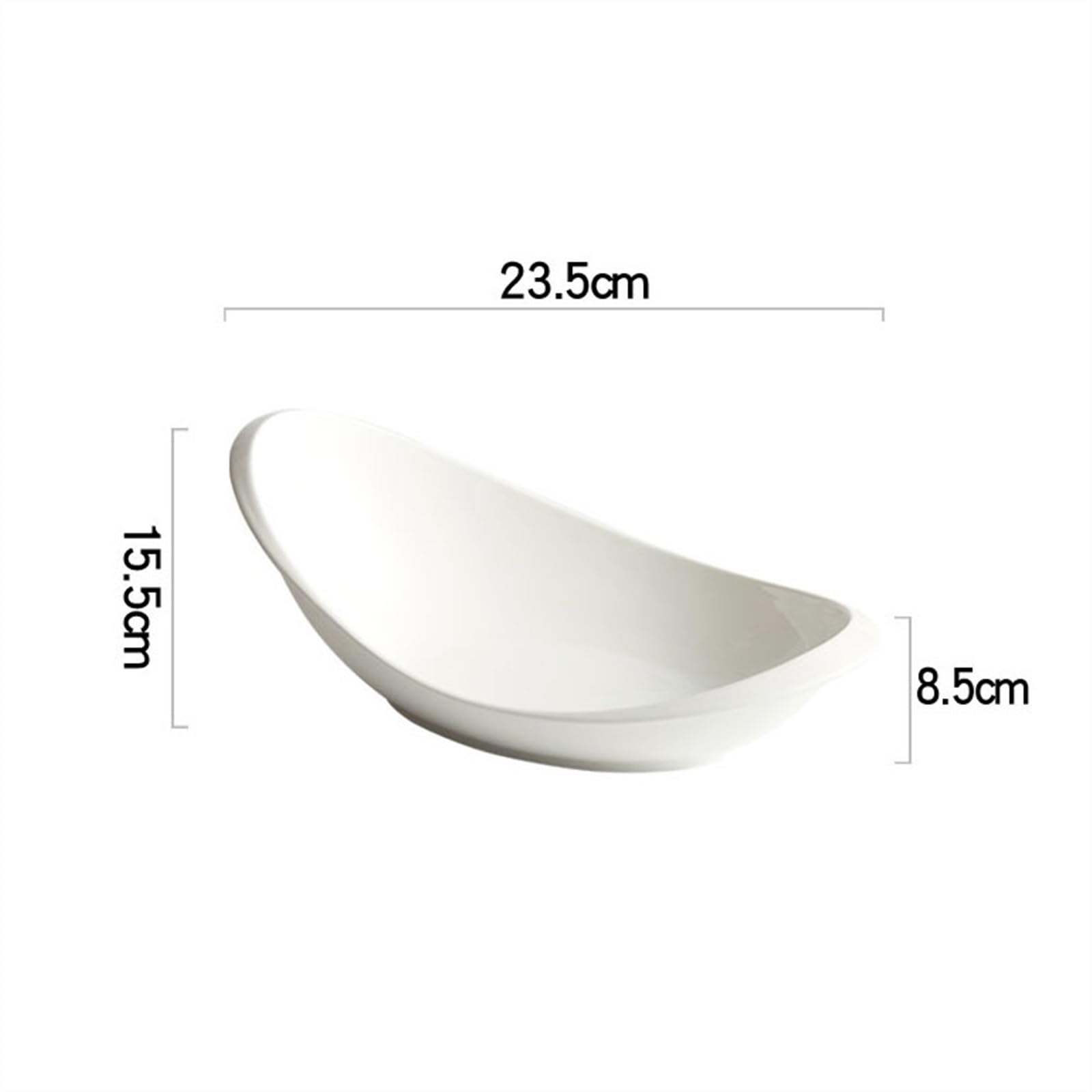 Servizio da tavola Piatto da pranzo ovale di alta qualità a forma bianca, stoviglie for ristorante dell'hotel, piatto creativo in ceramica bianca Servizio di piatti(9.25 inch)